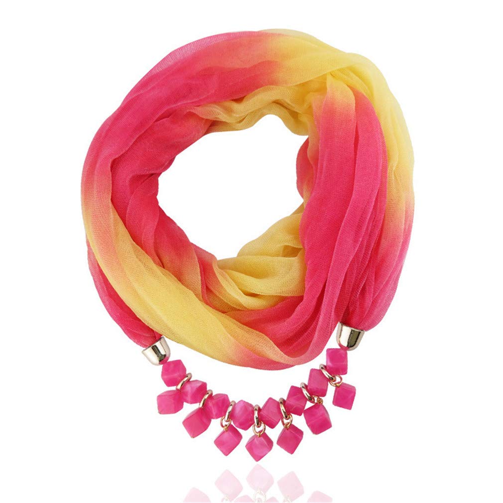 Scarf Bead Pendant Scarf Charm Ethnic Style Infinity Scarves Women's Scarf Necklace