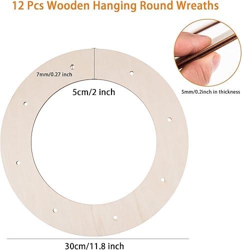 Miniatura 8 de 6 marcos de corona de madera para manualidades, manualidades de madera sin terminar, anillos de aro florales, guirnalda de Navidad, decoraciones