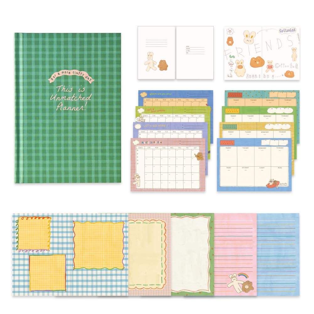 Monolike Unmatched Friends 6-Month Hardcover Diary, 08. Vintage Green - Academic Planner Weekly & Monthly Planner Undated