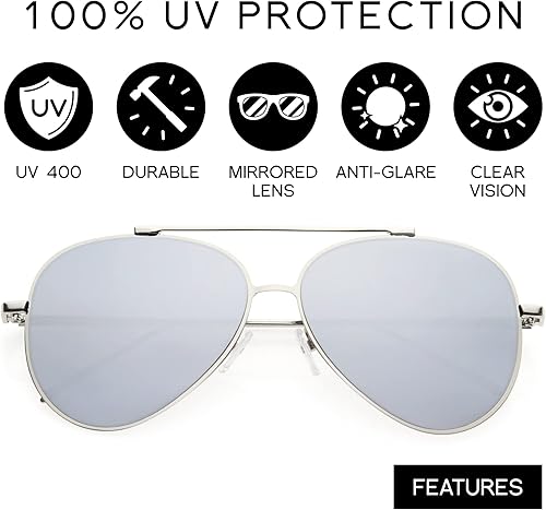 Miniatura 7 de Gafas de sol de aviador de gran tamaño con espejo plano de 2283in