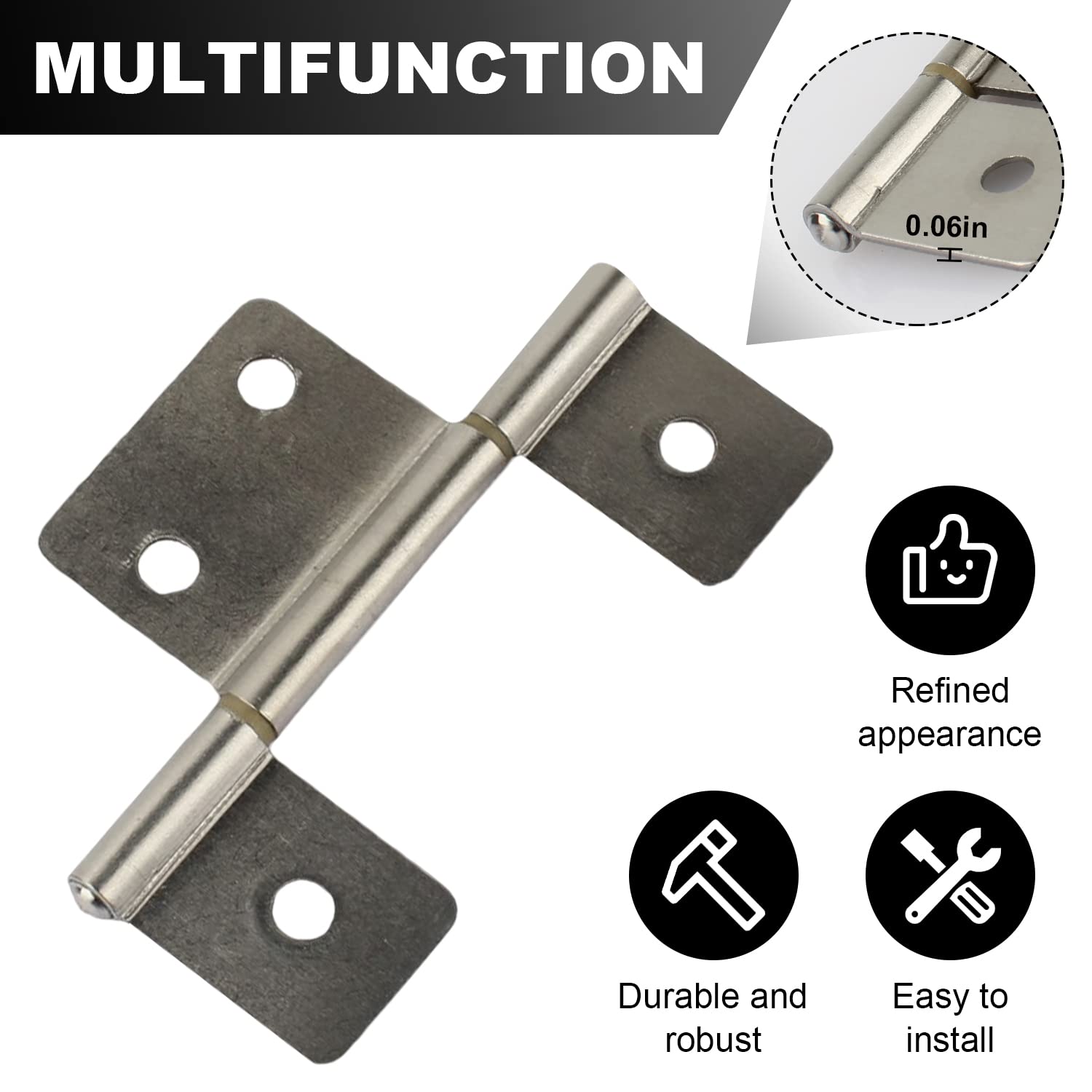 Silver Three Leaf Hinges - 6 Pack -3 Silver Three Leaf Hinges - 6 Pack -3