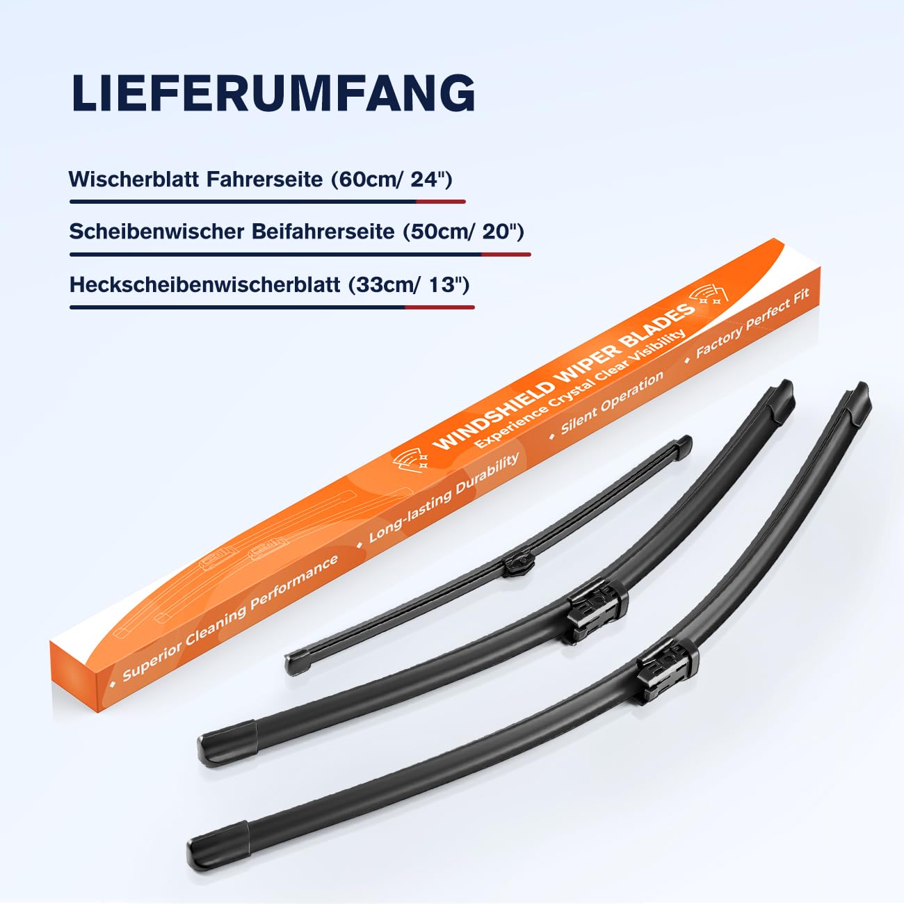 GEARMONSTER Set di spazzole tergicristallo anteriore + posteriore Auto tergicristalli lunotto per AUDI Q5 8R Q3 A4 Allroad | Avant (Set da 3: 600 mm/500 mm/330 mm)
