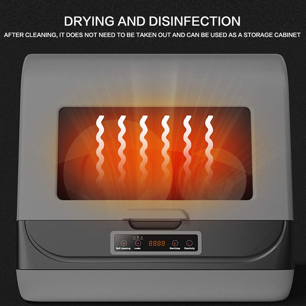 Mini Mesa portátil para lavavajillas, portátil Compacto para lavavajillas de encimera, Limpieza, esterilización y Secado a Alta Temperatura Completamente automática a 70 ℃, con 3 Modos: Lavado rápid