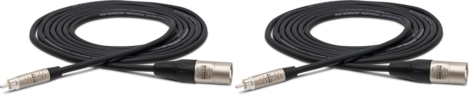 HOSA HRX-010 REAN RCA to XLR3M Pro Unbalanced Interconnect Cable, 10 feet (Pack of 2)