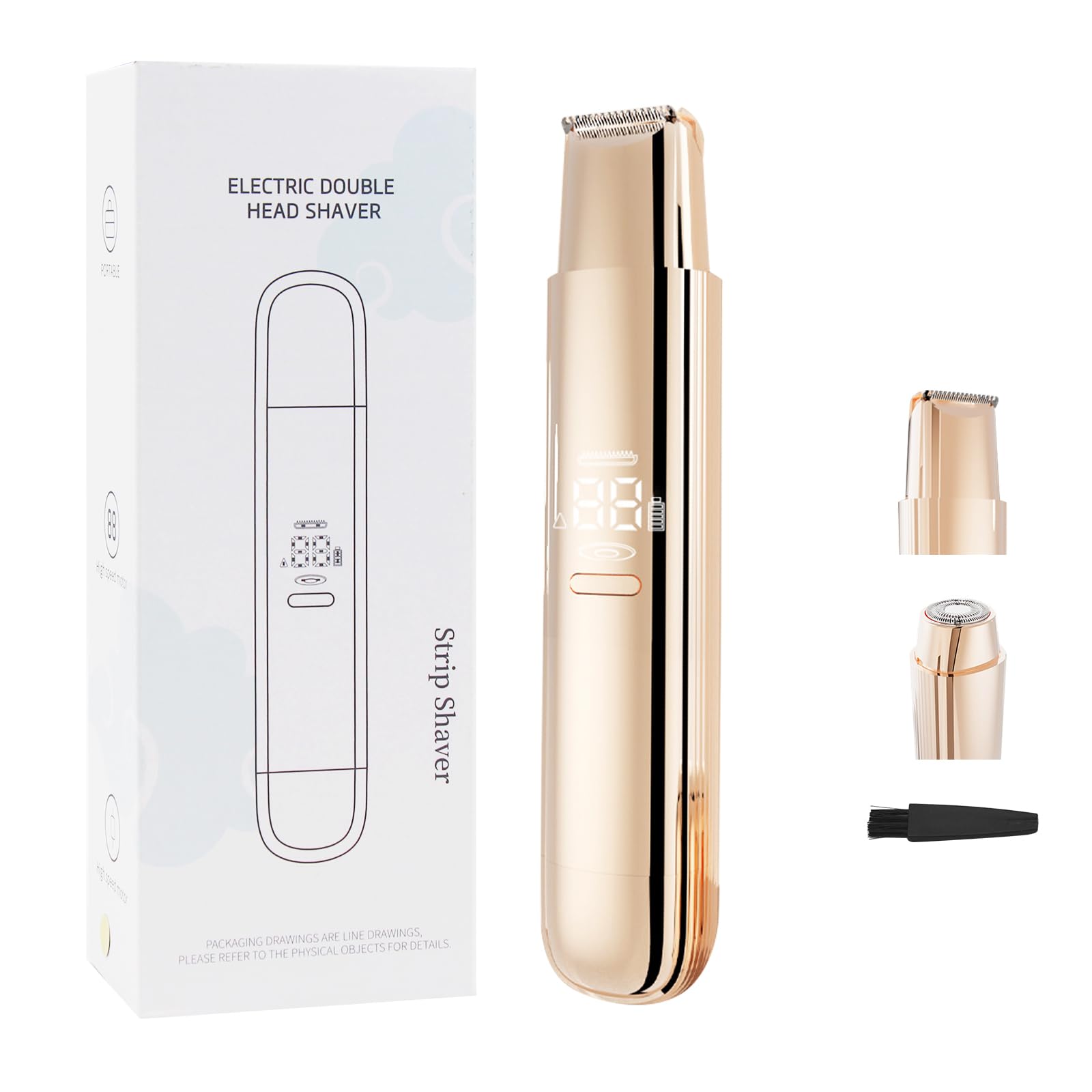 Máquina de afeitar eléctrica 2 en 1 con doble cabezal para mujeres, recortadora de bikini para mujeres, máquina de afeitar impermeable para uso en seco o húmedo para rostro, piernas, brazos y