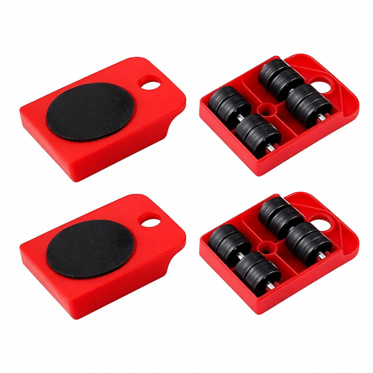 Heavy Duty Furniture Moving Wheel Pads | 360 Rotating Slider Tool Set with Lifter for Shifting Washing Machine, Sofa & Fridge | Max Load 150KG (1, Red, Pack of 4)-image-49