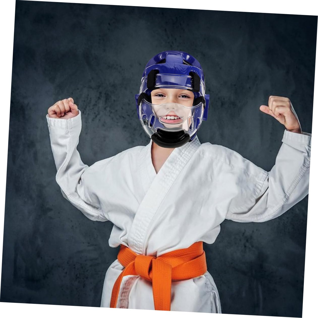 HANABASS Casco Protettivo per Bambini Arti Marziali Taekwondo e Karate, Leggero Materiale Traspirante in Spugna e Pu, Adatto per Allenamento e Combattimento Blu