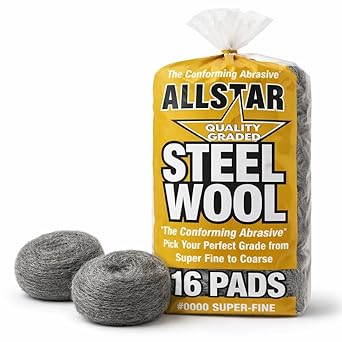 Hi-Tech 74016 Fine 0000 Steel Wool - 16 Pads, Perfect for Buffing, Polishing, and Matte Finish Transformations
