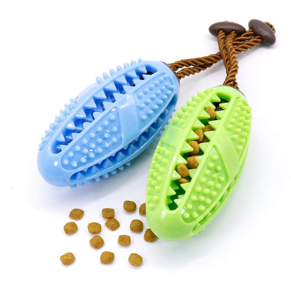 MU Cane Interattivo Giocattolo Giocattolo Gomma Palla Cucciolo Masticare Giocattolo Cibo Dispenser Palla Resistente Ai Morsi Pulito Denti Pulito Pet Giocando a Palle Pet Cane Giocattoli,Blu,Medio