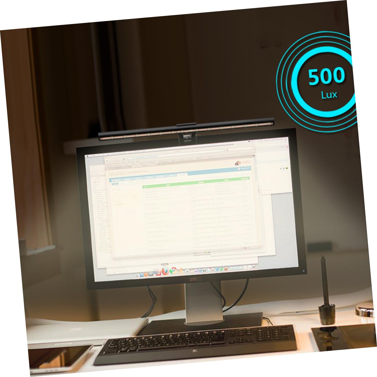 USB Monitorlampe Schwarz aus Abs und Aluminium, Klemmleuchte | Computermonitor Beleuchtung für Büro und Zuhause, E-reading Bildschirmbeleuchtung, Schulbeginn Party