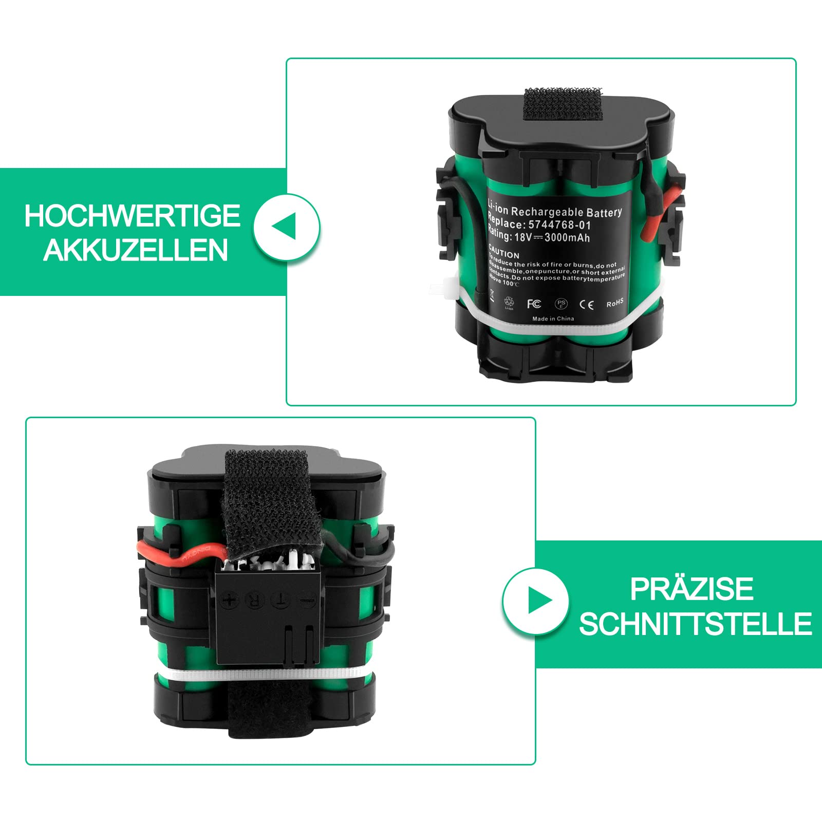 3,0Ah 18V Lithium Ersatzakku Kompatibel mit Gardena Mähroboter R38Li R40Li R45Li R50Li R70Li R75Li R80Li Husqvarna Automower 105 305 308 McCulloch ROB R600 R800 R1000 Flymo 1200R