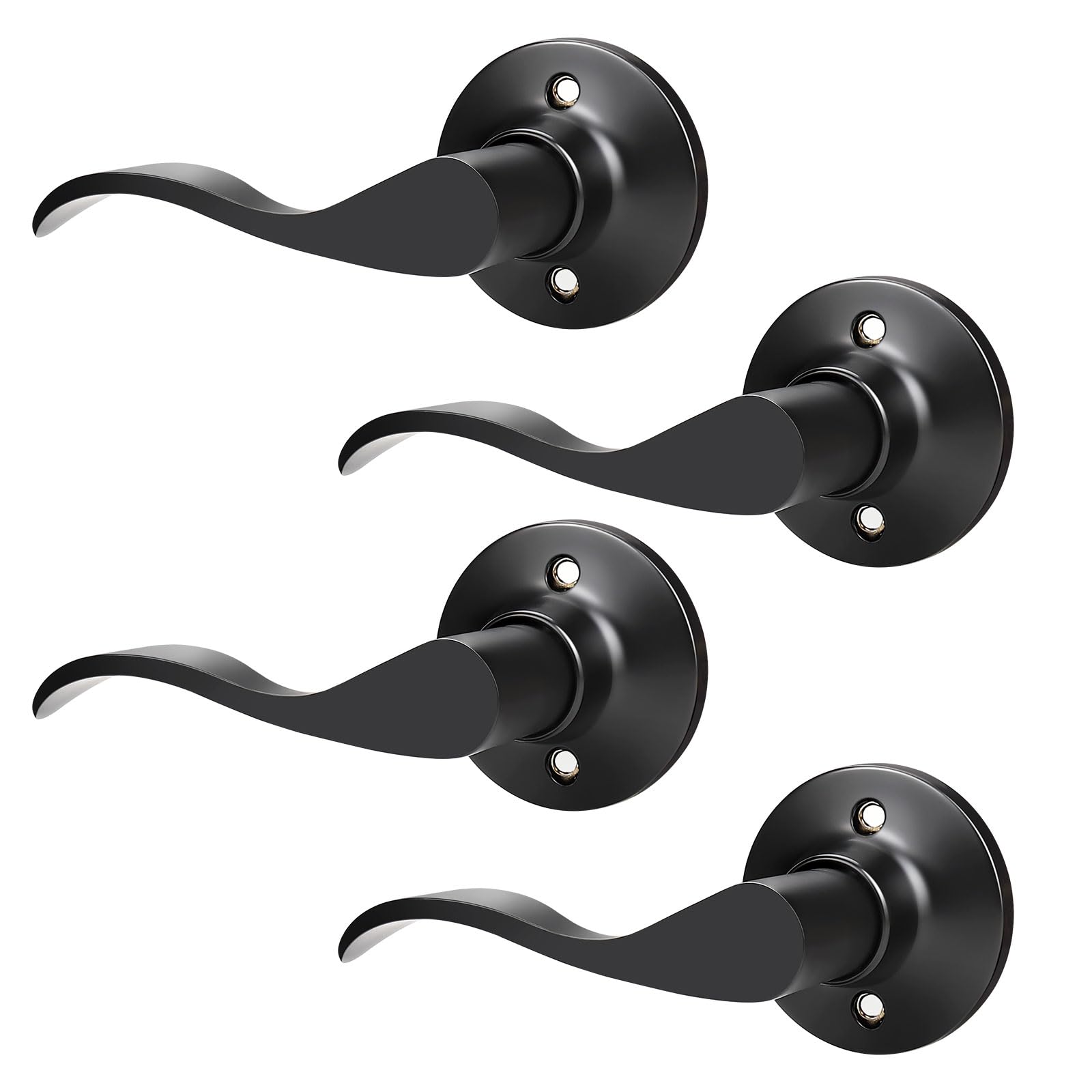 GOBEKOR 4 Pack Single Dummy Door Levers Left Handed Matte Black ...