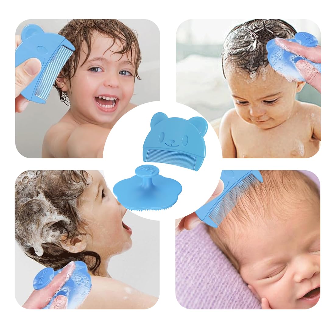 SGERUFZ 2 pezzi pettine per rimuovere crosta lattea del bambino, morbido in silicone, spazzola e pettine per bambino, spazzola shampoo + pettine per la tua ragazza