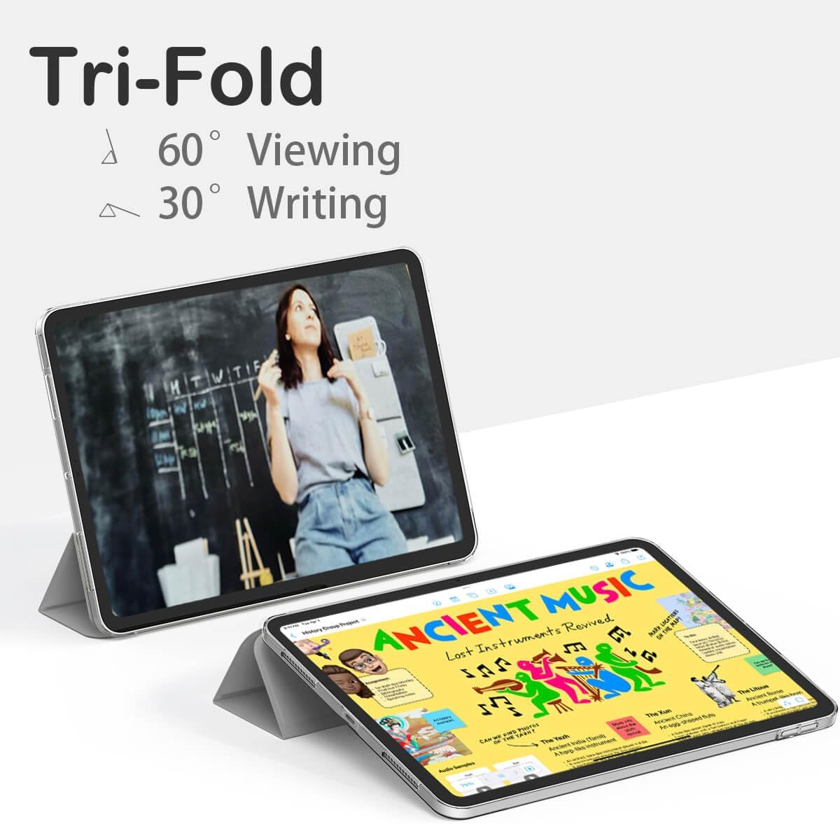 Feams Y Fold Folio for iPad Air 11 inch Case M4/M3/M2 (2026/2025/2024), iPad Air 5th/4th Gen 10.9 Inch 2022/2020, Y-Shaped Stand Magnetic Detachable Front Cover with Clasp & Auto Sleep, Gray