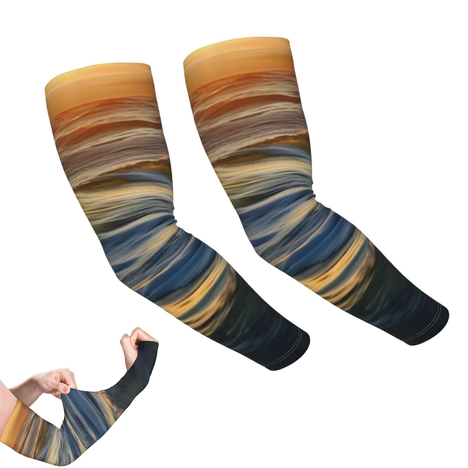 LZQPOEAS Arm Sleeves Gardening sleeves Dawn Ocean Waves Compression Sleeves for Men Women Sun Sleeves Cooling Tattoo Cover