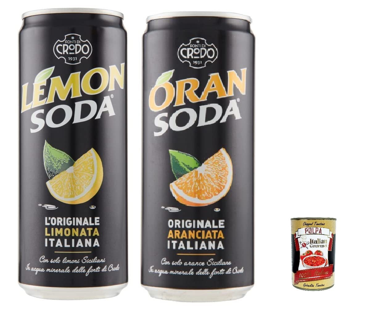24 lemonsoda 330 ml Campari Group limón soda limón italiano limonata + 24 latas de Oransoda 330 ml Campari naranja limonada + italiano Gourmet Polpa