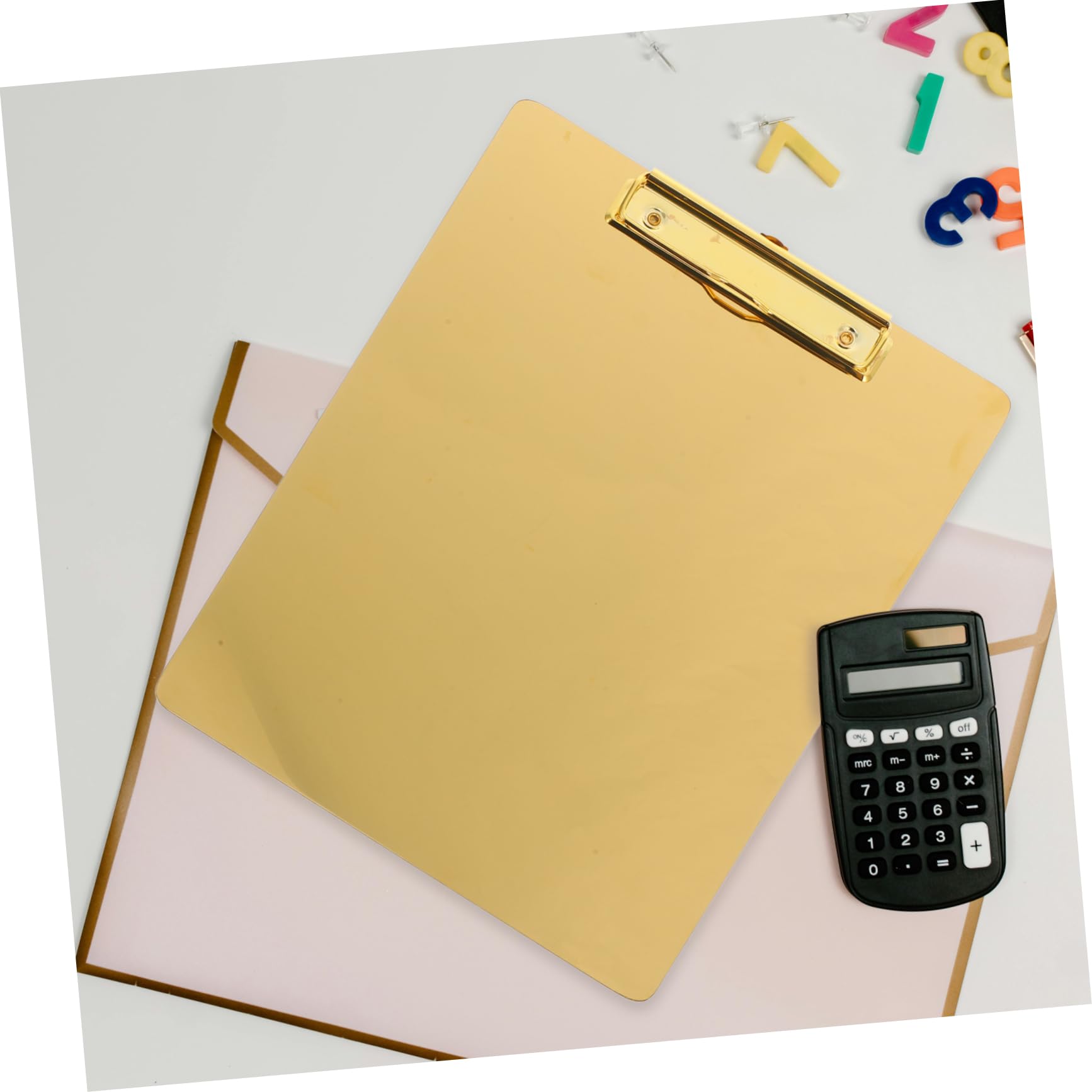 Klemmbrett Organizer A4 Edelstahl Gold mit Flachem Clip für Schule