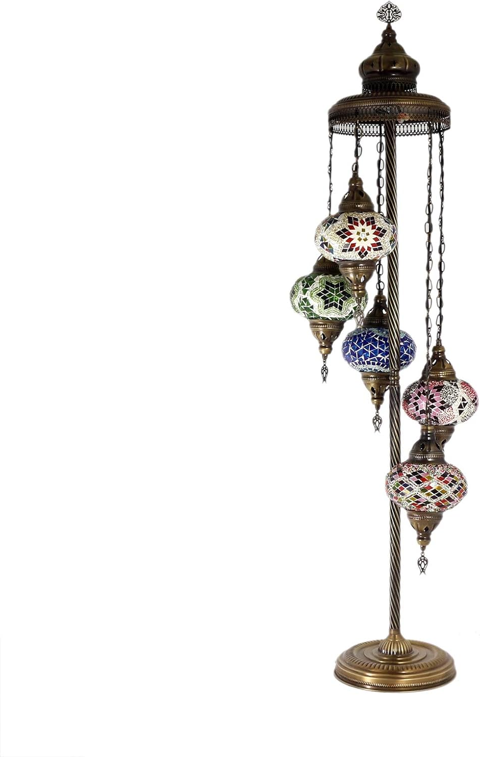 Turkish Moroccan Mosaic Glass Handmade Tiffany Floor Lamp Light 5 Big Globe