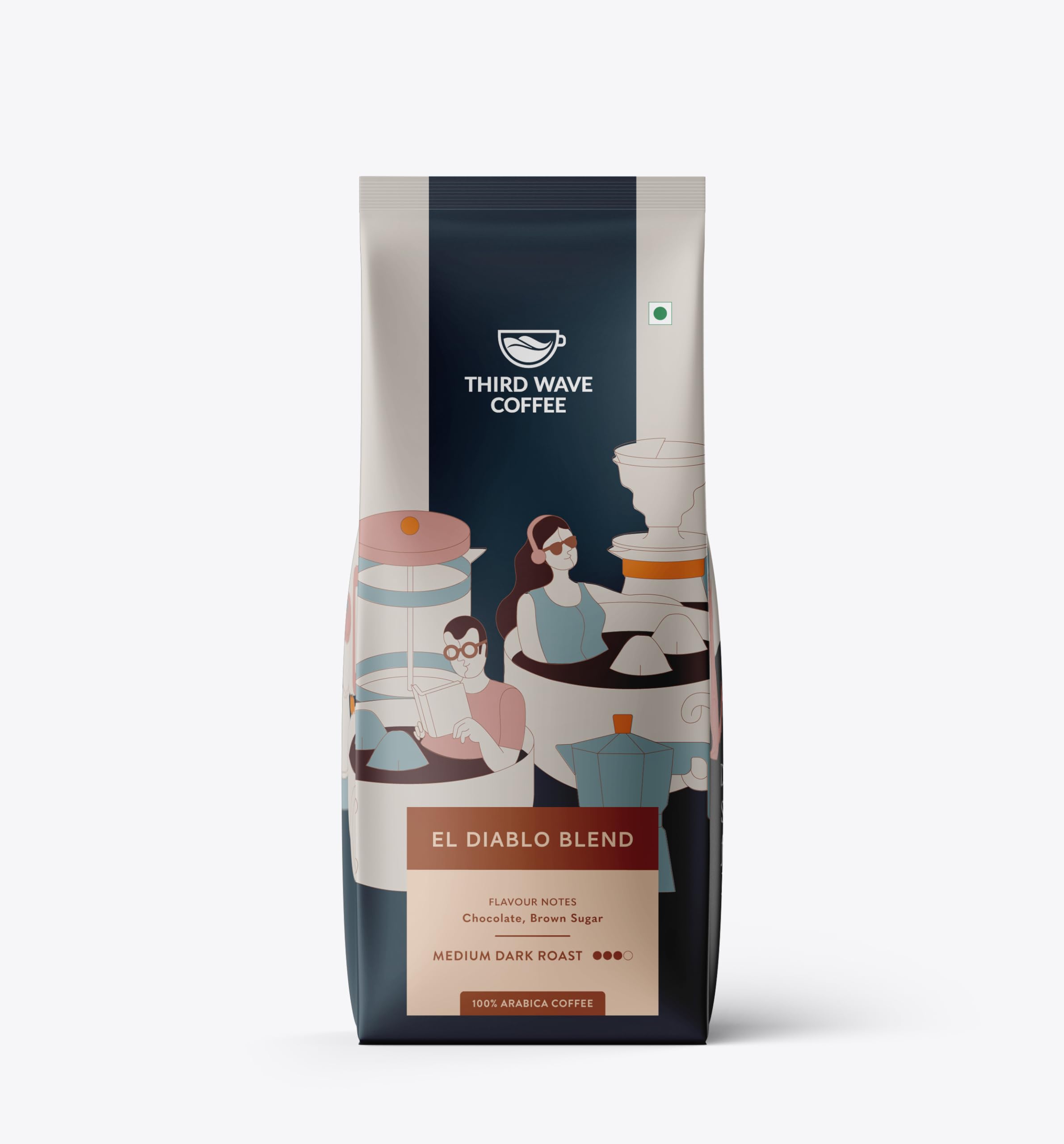 Instant Arabica Coffee Powder, El Diablo Blend, Medium Dark Roast, Freshly Ground, Fine Grind, No Preservatives, Moka Pot - 250g