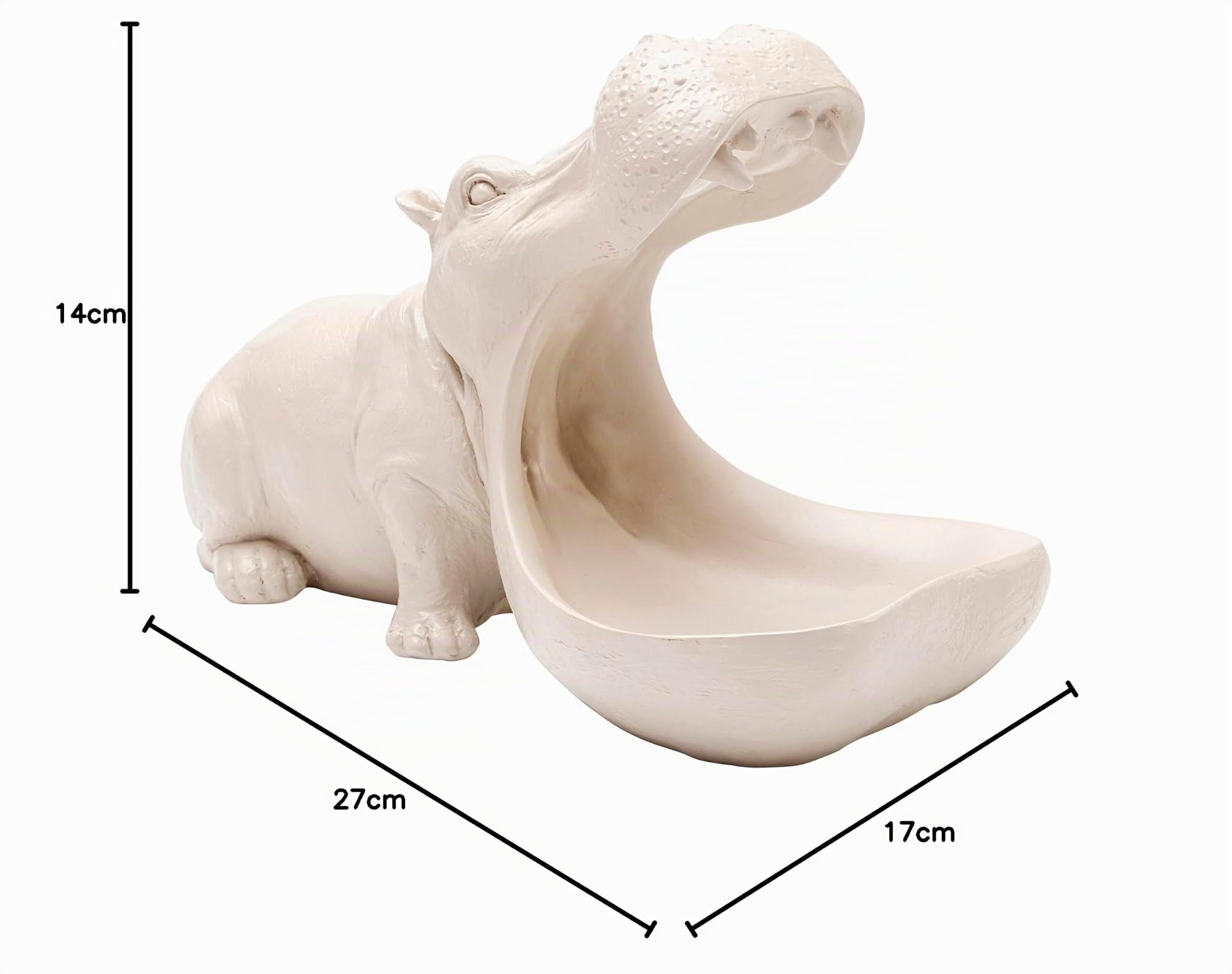 Kare Design Deko Figur Hungry Hippo, Greige, Deko Objekt, Wohnaccessoires, Schlüssel Ablage, Nilpferd, Tiermotiv, 17x14x27 cm (H/B/T)