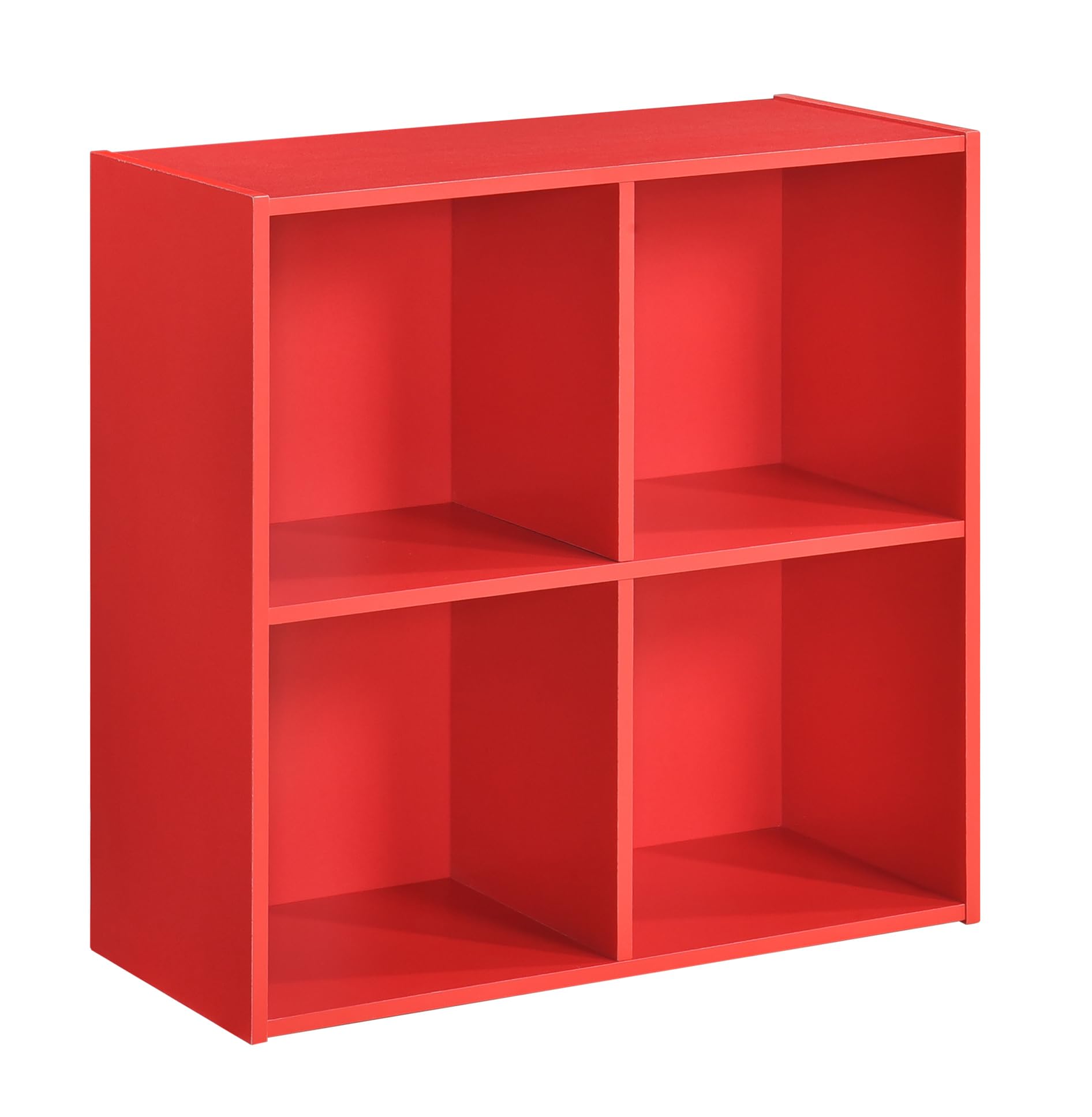 KB Designs - Red 4 Cube Storage Organizer Book Shelf, Toy Storage Organizer for Nursery, Kids Room, Playroom and Bedroom