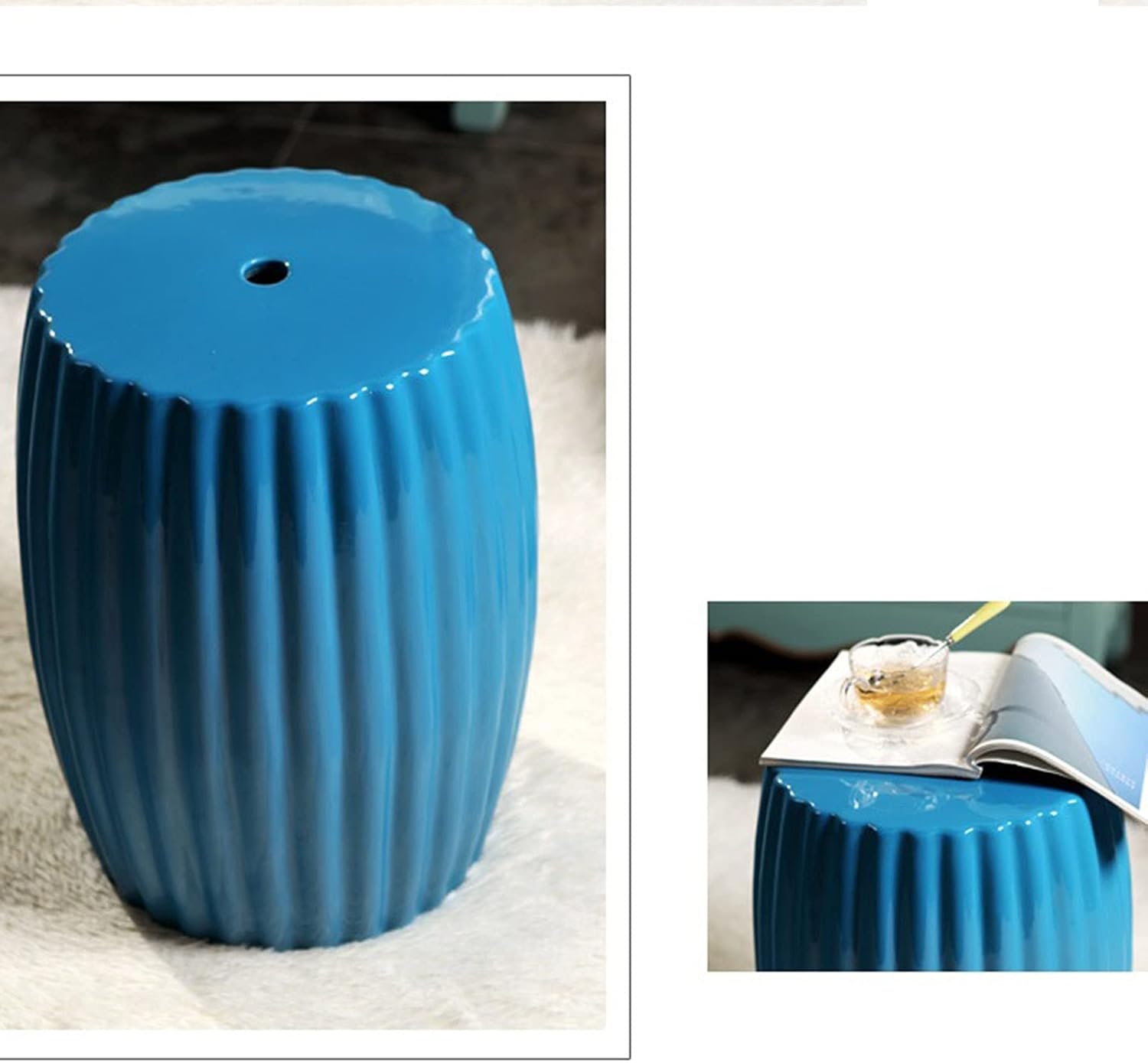 Decorative garden stools, European-style Home Decorations, Dressing Stools, Living Room Flower Ceramic Drum Stools, Pavilions Drying Stools.(Green)