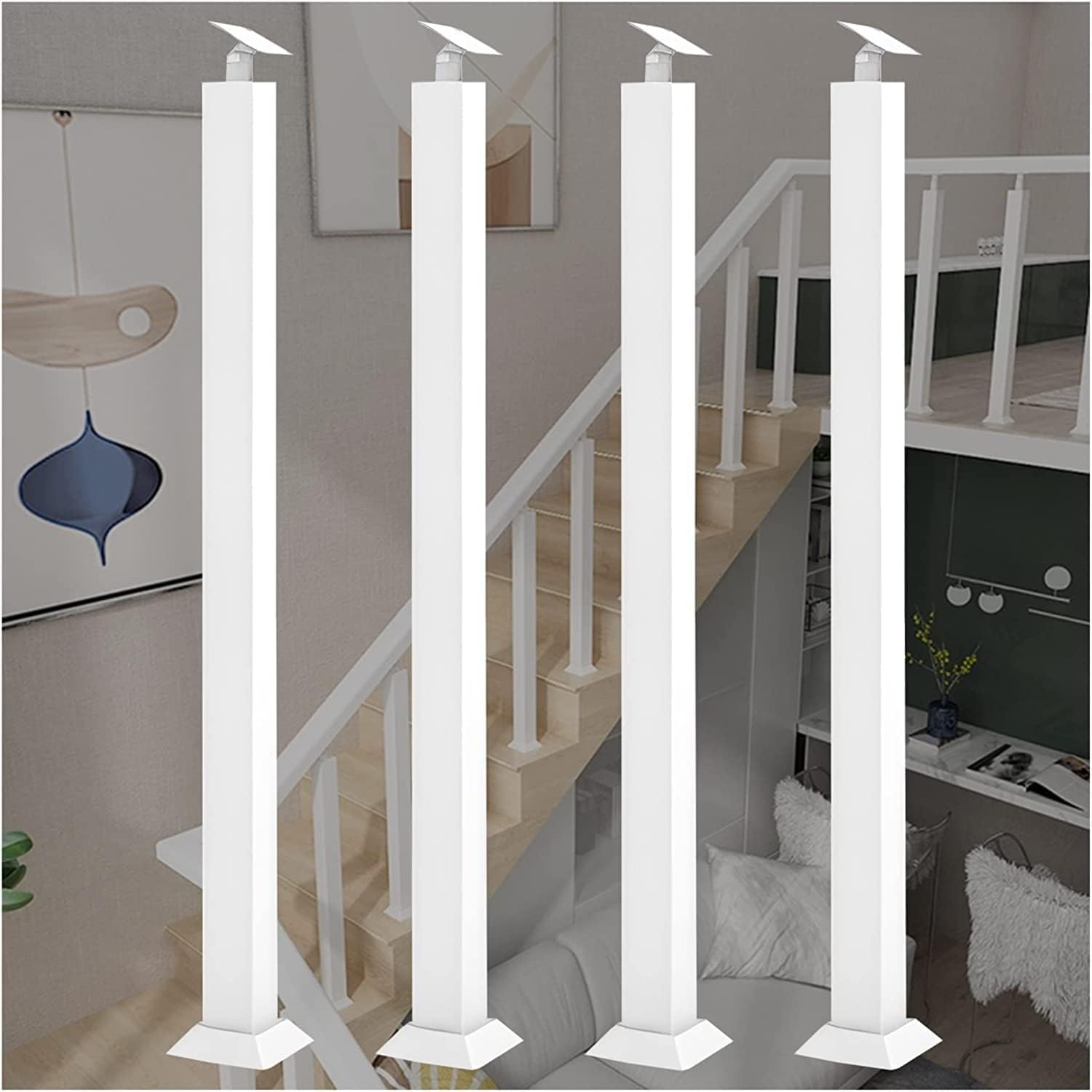 Pasamanos de metal cuadrado para escaleras y jardines exteriores 4 unidades