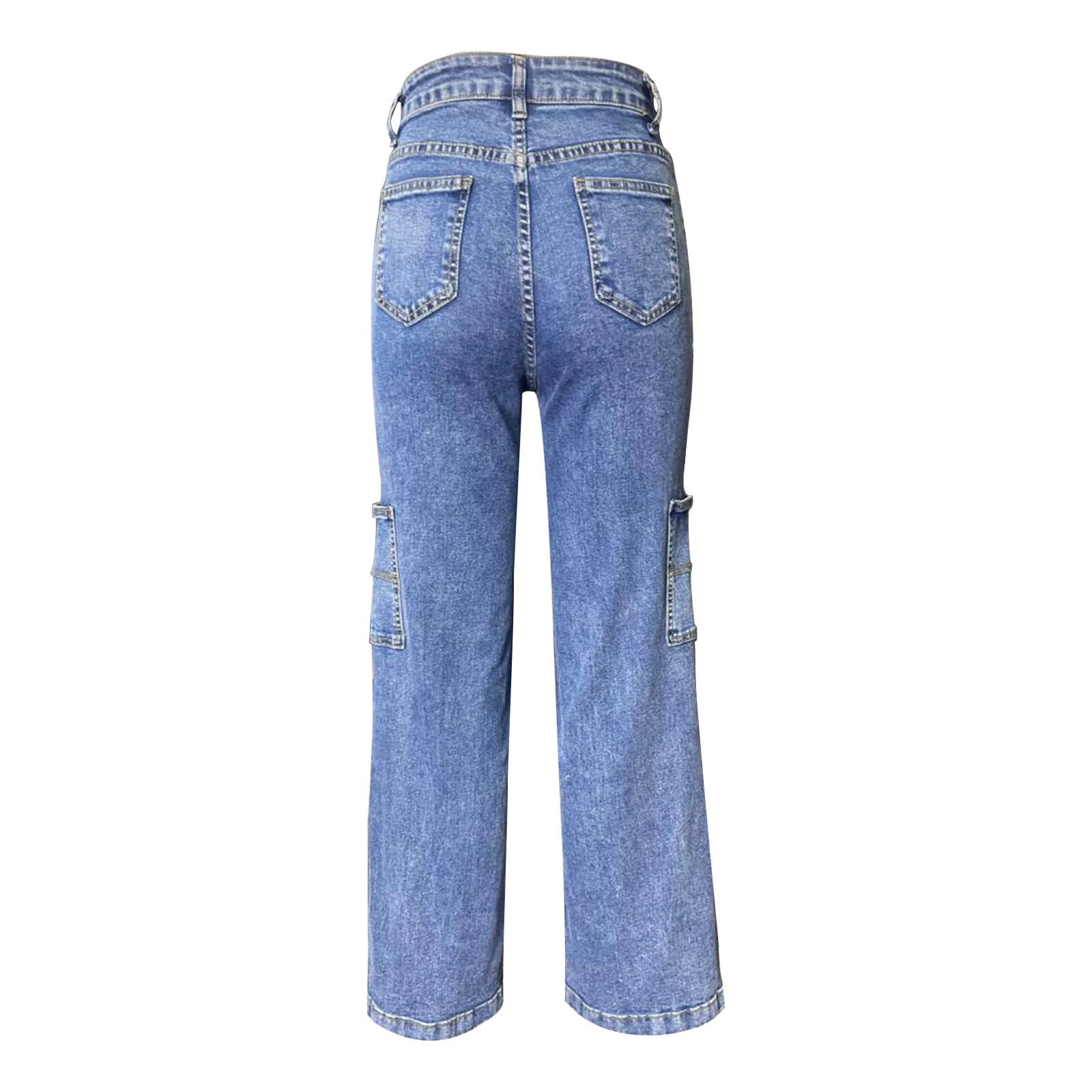 Jeans Donna Elasticizzati Gamba Dritta Jeans Baggy Leggeri Gamba Larga Pantaloni Denim Elasticizzati Curvy Larghi Comodi Pantaloni Vita Alta Casual Y2k Eleganti Pants Moda Tempo Libero Vintage