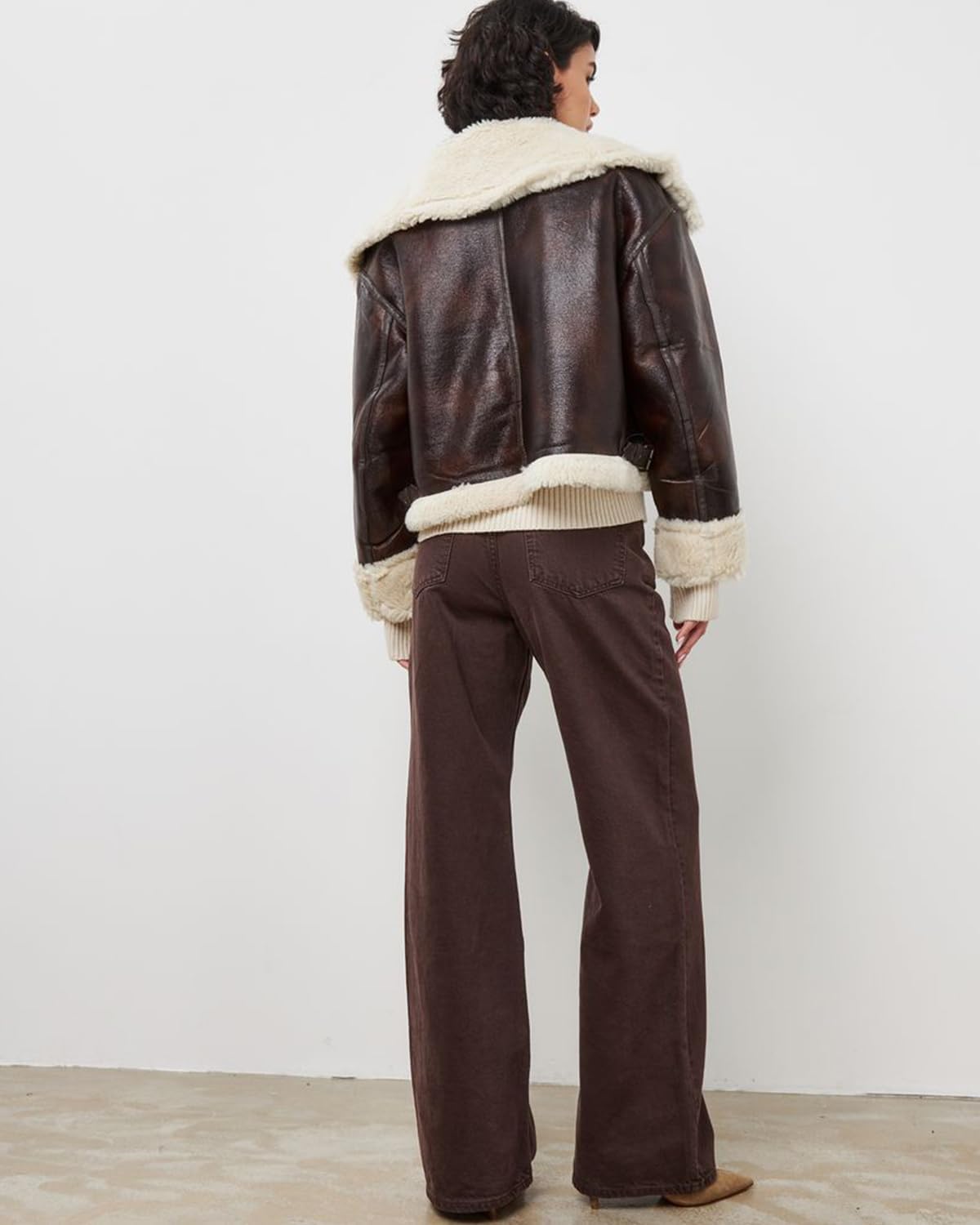 LY VAREY LIN Women Faux Leather Jacket with Faux Fur Lining Warm Winter Biker Coat - Image 6