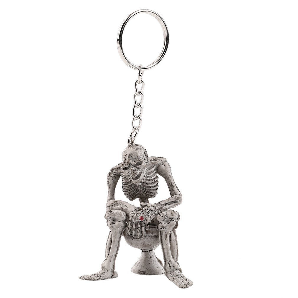 Odetojoyskeleton Skull Keychain Creative Skull On Toilet Punk