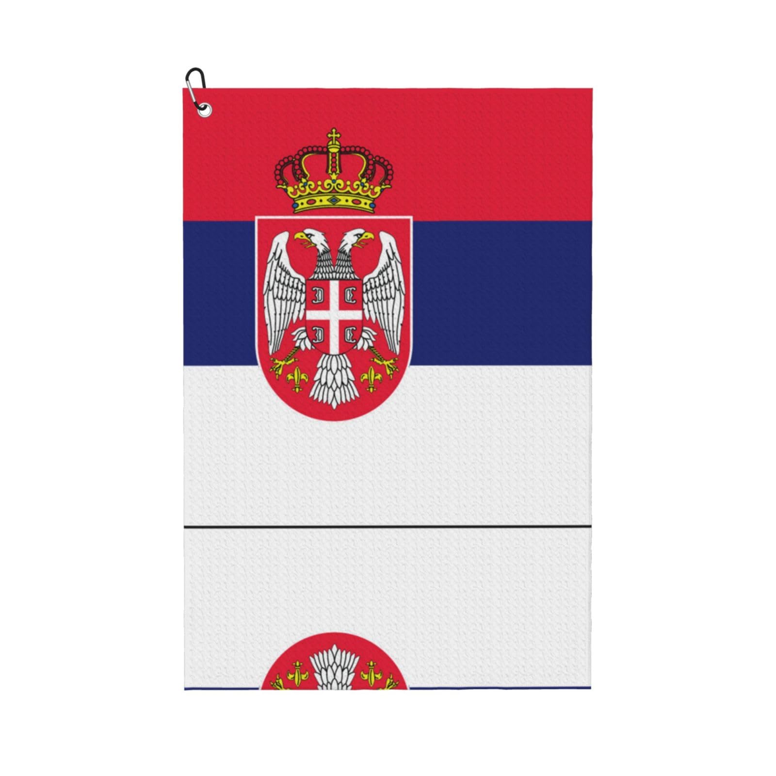 peiyeety Serbia Serbian Flag Microfiber Golf Towel with Carabiner Clip, 16x24 Inch Absorbent Waffle Weave Towel for Golf Bags