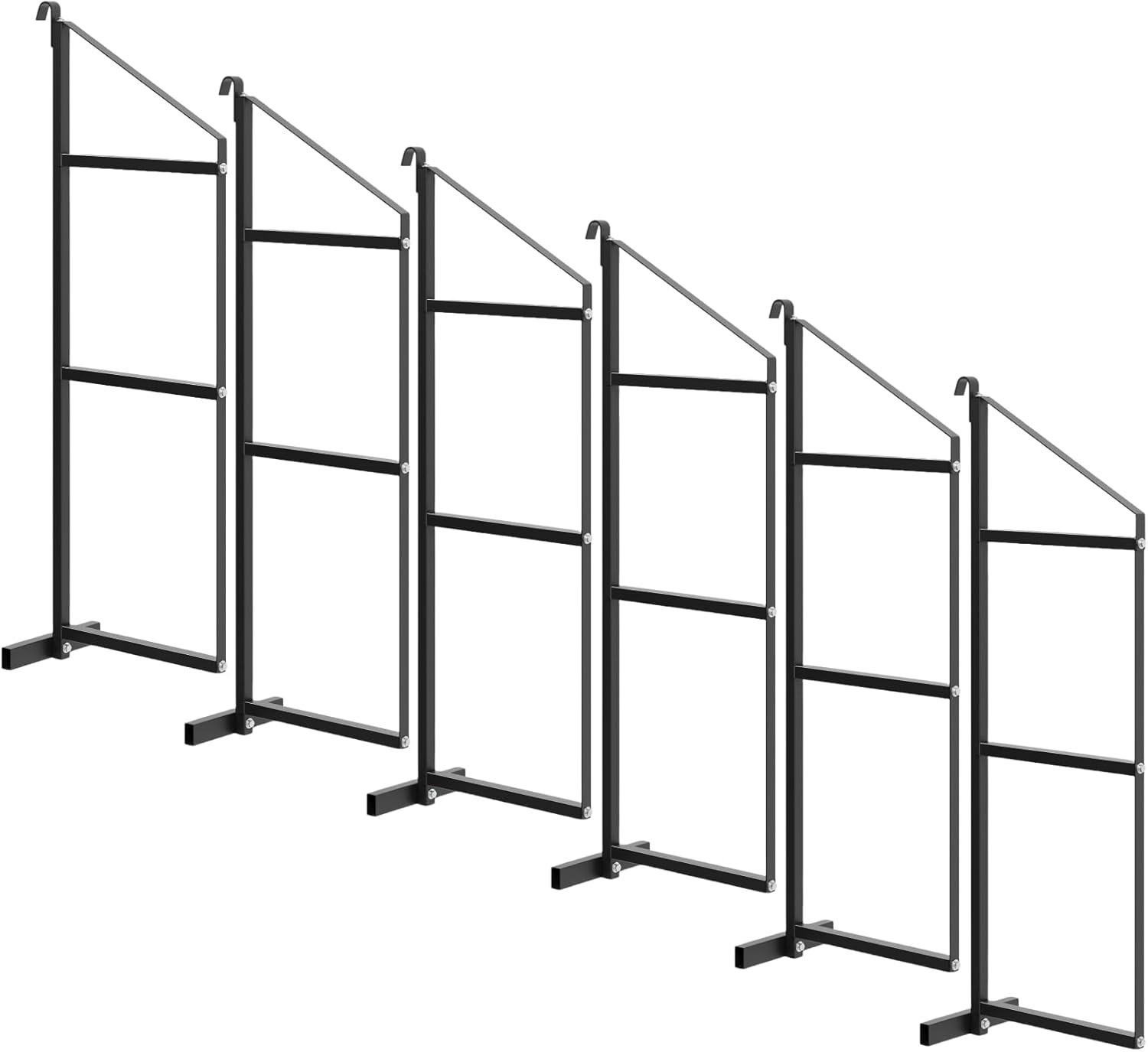 6 Pack Shipping Container Shelving Bracket, 3-Tier Black Power Coated Steel Brackets, 22"x60", 1100LBS Hanging Type Cargo Containers Storage Rack for Heavy Tools/Equipment