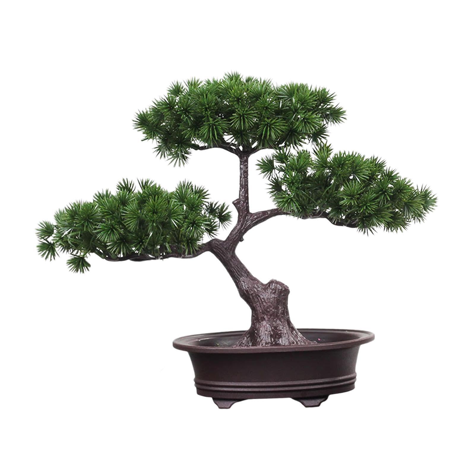 TWISAXC Realistic Welcoming Tree Potted Plant Artificial Bonsai Decoration Stunning PP Indoor Green Display Options Desk Artificial Bonsai DIY Zen Garden Decor, Style A