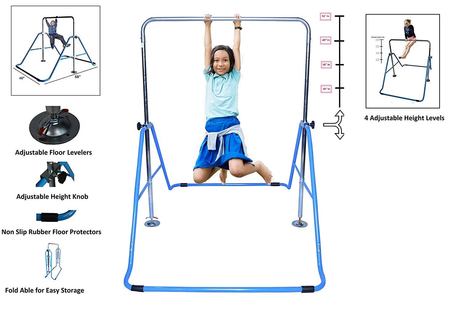 Buy JungleKids Expandable Gymnastics Bar Junior Training Kip Bar Adjustable Height Jungle Gym