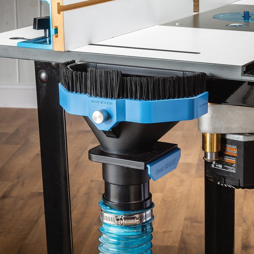 Rockler Dado Router Table Dust Collection Chute - Capture Router Dado w/Adjustable Bristles, Blast Gate - 2-1/2'' Compatible Woodworking Dust Collection Kit - Easy Install Wood Router Accessories