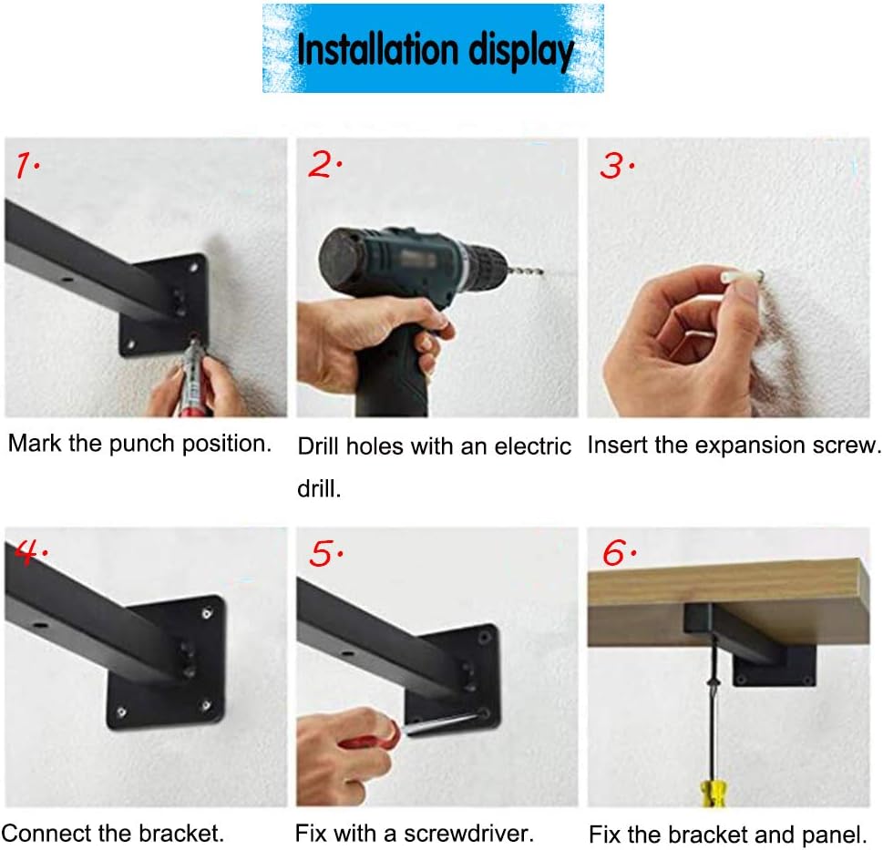Shelf Bracket,Floating Shelf Brackets Industrial Black- 90 Degree Metal Angle Corner Brace Shelving Brackets - 2 Pieces Wall Mounted Shelf Supporters, For Cafes, Bars, Homes, Office, Balconies