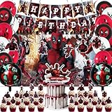 Birthday Party Decorations Cartoon Hero Party Favor Supplies Include Background Banner, Cake Topper, Balloons, Cupcake Toppers, Foils Balloons, Hanging Swirls