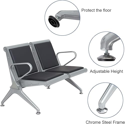 Miniatura 5 de Kinfant Sillas de sala de espera para recepción de invitados recepción de invitados banco de oficina para aeropuerto hospital banco salón sala de