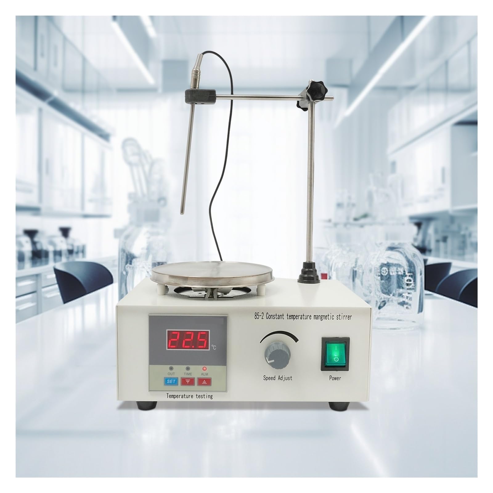 Agitatore Magnetico Con Piastra Riscaldante Da 2000 Ml, For Laboratorio, Display Digitale Della Temperatura, Supporto For Barra Di Agitazione, 250 W Mescola energicamente