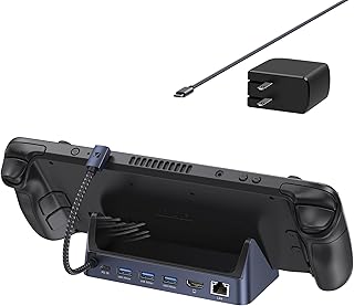 iVANKY Steam Deck Dock with 65W Power Supply Charger, 6-in-1 Hub Docking Station for Steam Deck with HDMI 2.0 4K@60Hz, Gigabit Ethernet, 3 USB-A 3.0 and 45W Charging Compatible with Valve Stream Deck