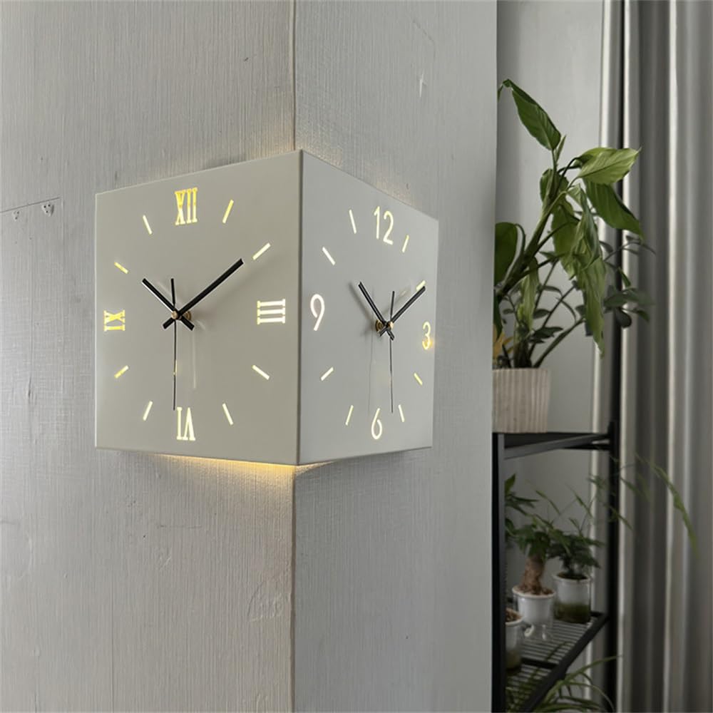 GVXOX Led Corner Clock, Double Sided Corner Wall Clock, Decorative