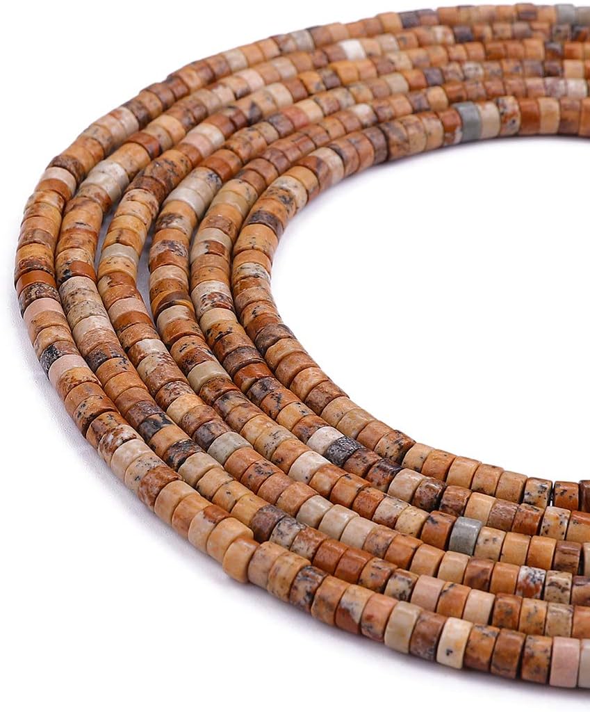 Natural Brown Picture Jasper Spacer Beads Caps Loose Semi Gemstone for Beading Jewelry Making 4mmx2mm 38cm - Image 5