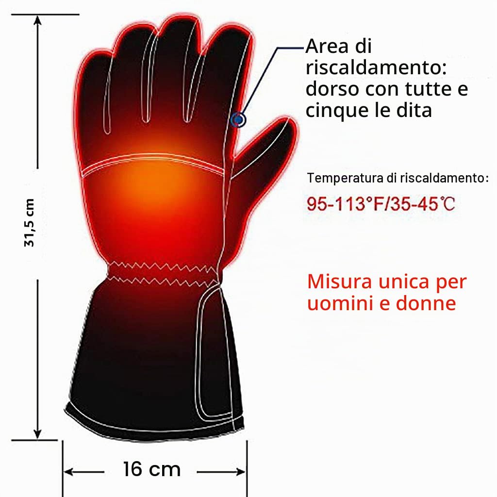 Guanti riscaldati con touchscreen per inverno, scaldamani per uomini e donne, per sci, snowboard, ciclismo, escursionismo
