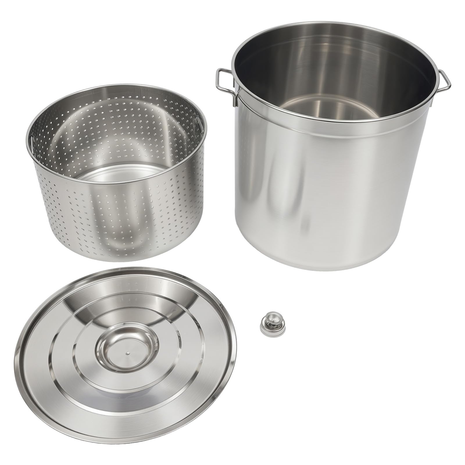 Pentola per zuppa in acciaio inox con coperchio e inserto a vapore, pentola a induzione da 50 l, in acciaio inox, per uso commerciale, grande cucina, campeggio