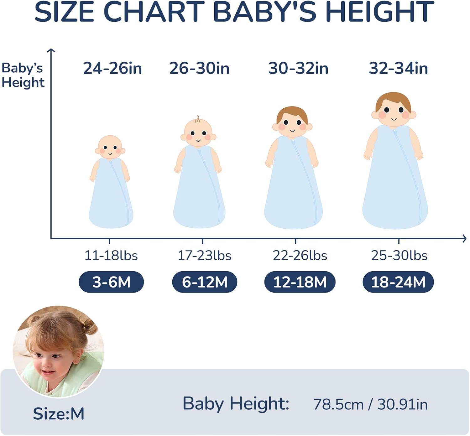 1.0 Tog 2.5 Tog Baby Sleep Sack, 100% Cotton Baby Sleeping Bag 3-24M, 2-Way Zipper Baby Wearable Blanket - Image 8