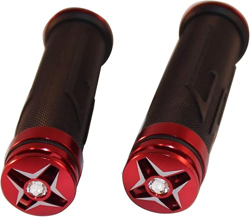Miniatura 2 de Red Handlebar Grips Gel with Bling Diamond End Caps Compatible for 2004 Kawasaki ZRX1200R