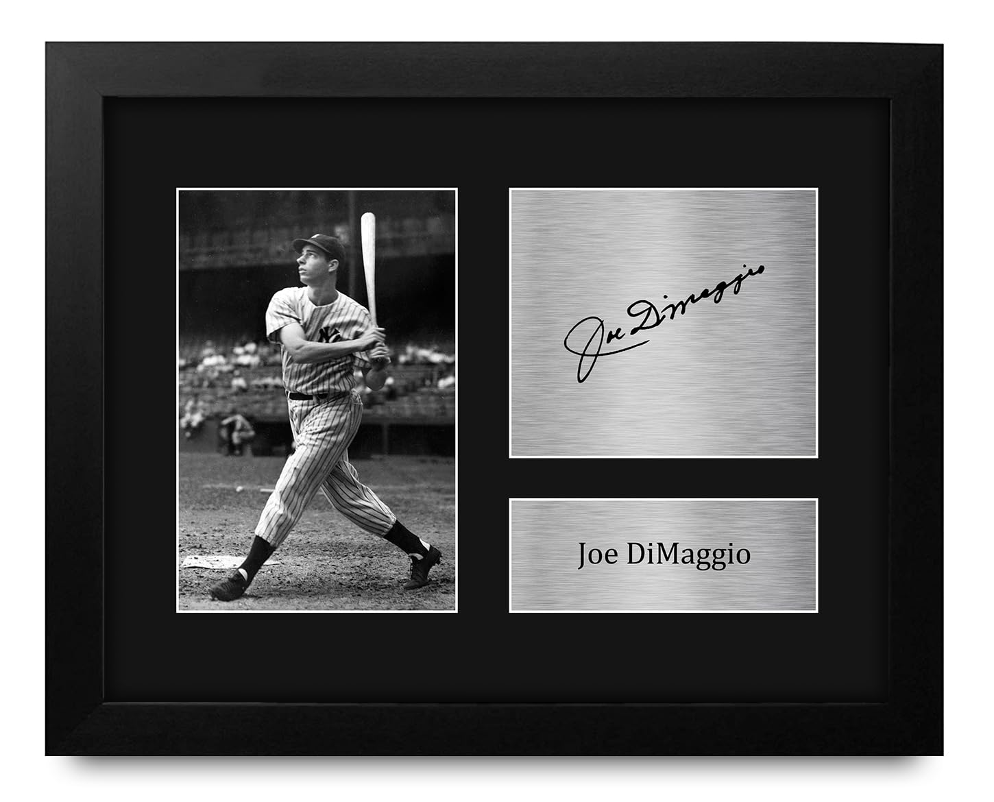 HWC Trading Joe DiMaggio Framed Gifts Printed Signed Autograph Picture for Baseball Memorabilia Fans - US Letter Size