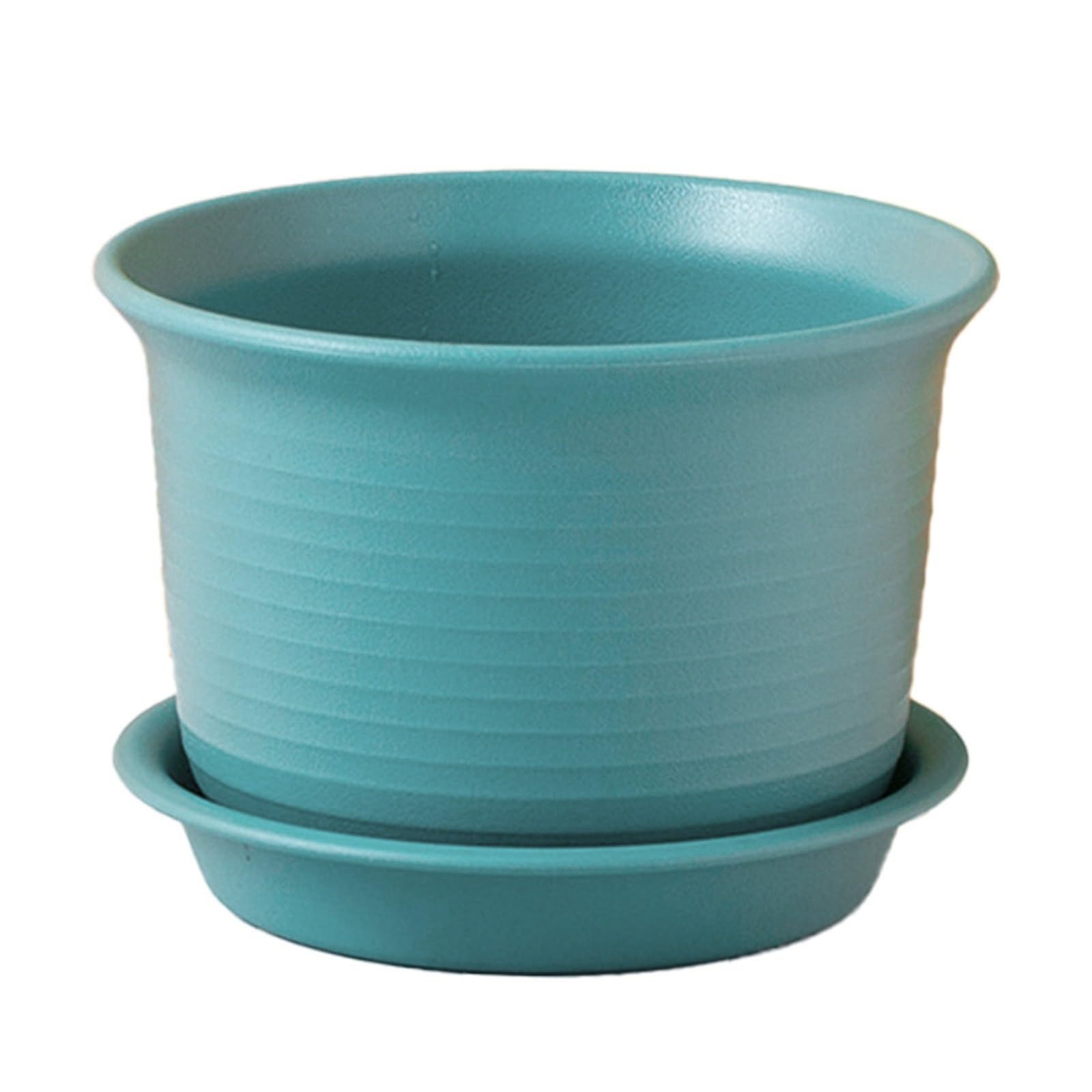 Plastic Plant Pots, Large Self Watering Plant Pots Indoor with Drainage Holes and Saucers, Flower Pots, Modern Decorative Windowsill Planter Pot for Garden (Green-15CM)