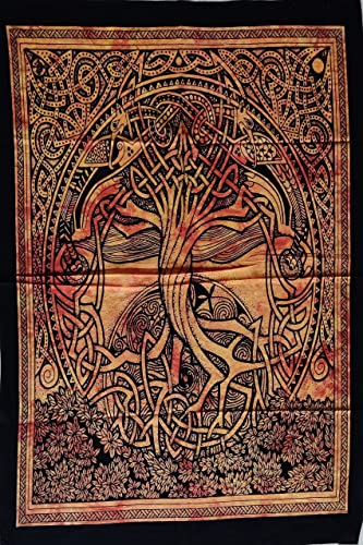 Asav Celtic Mind Tree Of Life Poster Hippie Décor Small Tapestry Wall Hanging Collage Leaf Bohemian Tapestries Art Psychedelic Small Hippie 40X30 Inches (40 X 30 Inhes, Yellow Color) #TOP1