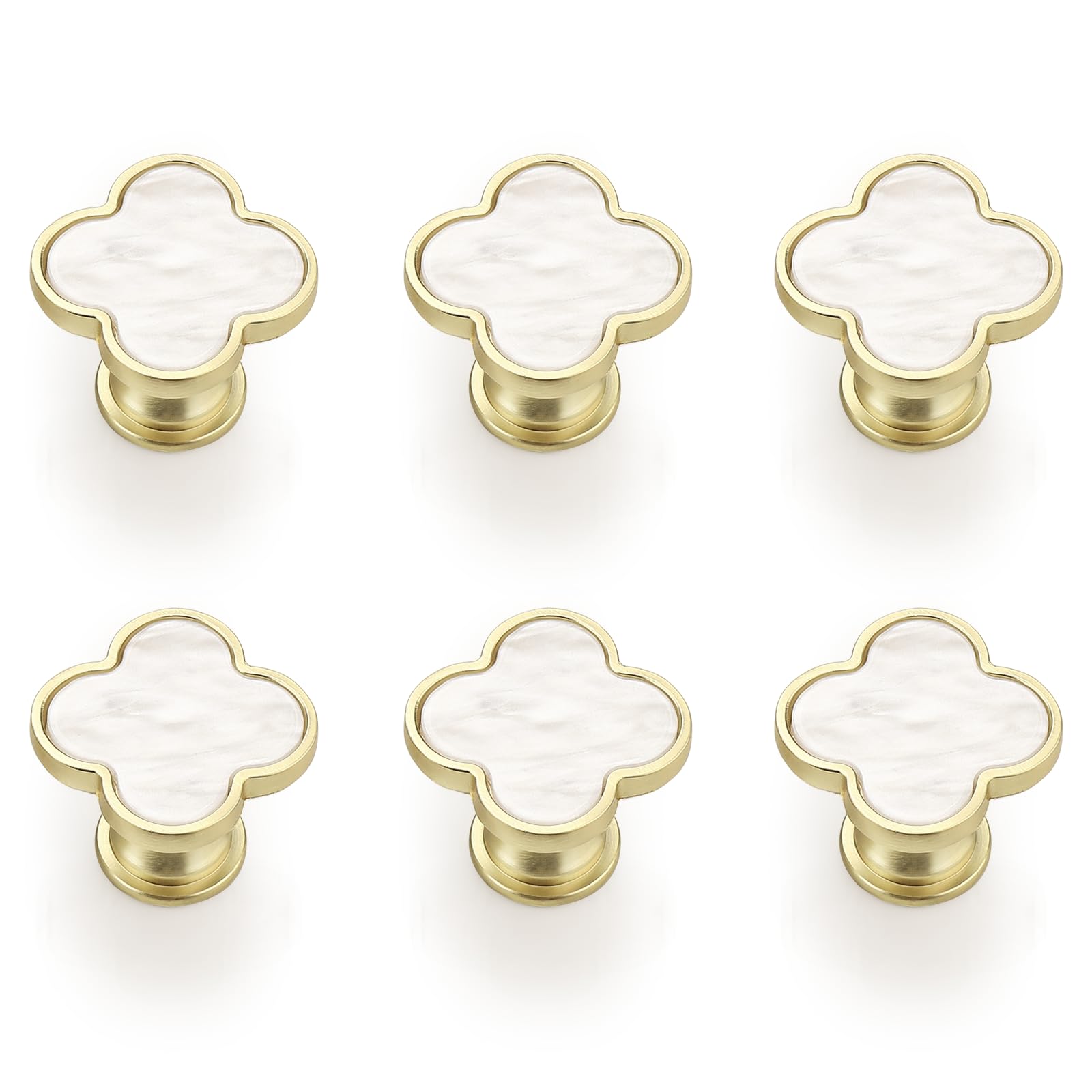 Elegant Gold & White Dresser Knobs - 6 Pack -1 Elegant Gold & White Dresser Knobs - 6 Pack -1